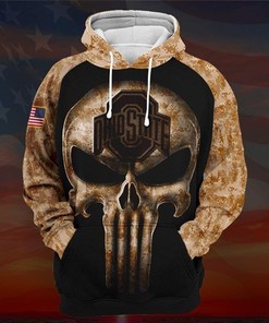 Ohio State Buckeyes Skull 3D Hoodie With Camourflage Sleeves