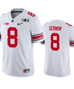 Ohio State Buckeyes Trey Sermon 2021 National Championship White Jersey