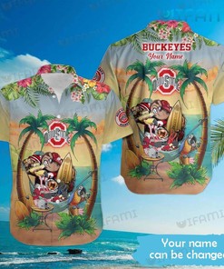 Ohio State Hawaiian Shirt Flamingo Mascot Parrot Custom Ohio State Buckeyes Gift