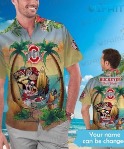 Ohio State Hawaiian Shirt Flamingo Mascot Parrot Custom Ohio State Buckeyes Gift
