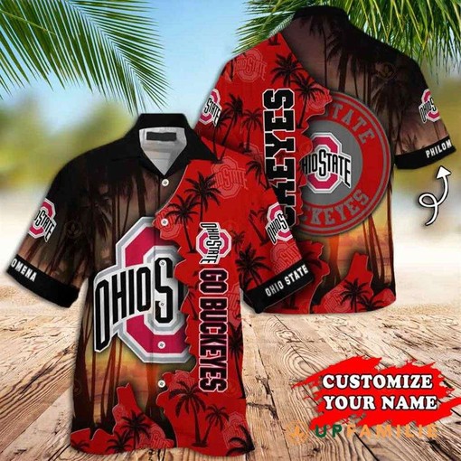 Ohio State Hawaiian Shirt Go Buckeyes Palm Tree Custom Hawaiian Shirts