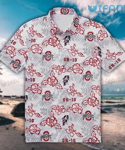 Ohio State Hawaiian Shirt Oh-Io Mascot Hibiscus Ohio State Buckeyes Gift
