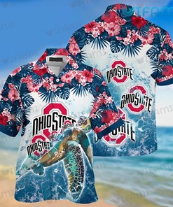 Ohio State Hawaiian Shirt Turtle Beach Tropical Flower Custom Ohio State Buckeyes Gift