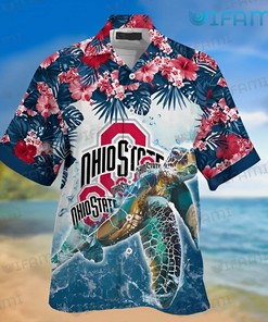 Ohio State Hawaiian Shirt Turtle Beach Tropical Flower Custom Ohio State Buckeyes Gift