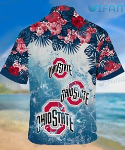 Ohio State Hawaiian Shirt Turtle Beach Tropical Flower Custom Ohio State Buckeyes Gift