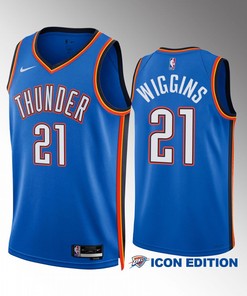 Oklahoma City Thunder 2022-23 Aaron Wiggins 21 Icon Edition Blue Men Jersey Swingman