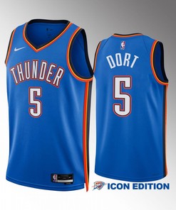 Oklahoma City Thunder 2022-23 Luguentz Dort 5 Icon Edition Blue Men Jersey Swingman