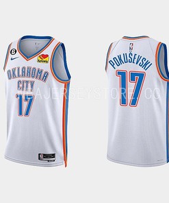 Oklahoma City Thunder Aleksej Pokusevski 17 2022-23 Association Edition White Men Jersey Swingman