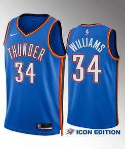 Oklahoma City Thunder Kenrich Williams 34 2022-23 Icon Edition Blue Men Jersey Swingman