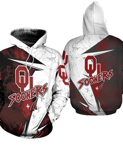 Oklahoma Sooners Logo Distressed 3D Hoodie Oklahoma Sooners Fan Gift Ideas