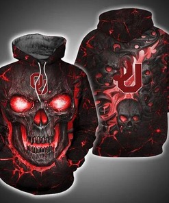 Oklahoma Sooners Skull Fire Eyes Art 3D Hoodie NCAA Football Gifts