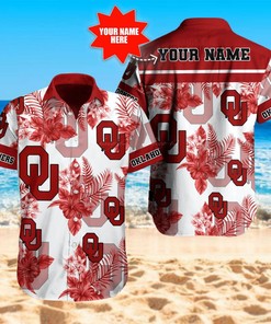 Oklahoma Sooners Style Red Custom Short-Sleeve Hawaiian Shirt Size S-5Xl