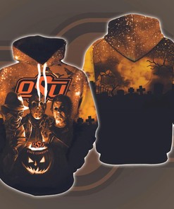 Oklahoma State Cowboys Horror Movies Halloween 3D Hoodie All Over Printed, NCAA, Michael Myers, Jason Voorhees