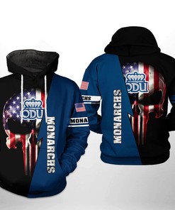 Old Dominion Monarchs NCAA US Flag Skull 3D Printed Hoodie/Zipper Hoodie