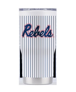 Ole Miss Pinstripe Baseball Tumbler - Ole Miss Pinstripe Baseball Team Logo Tumbler - Show Your Rebel Pride