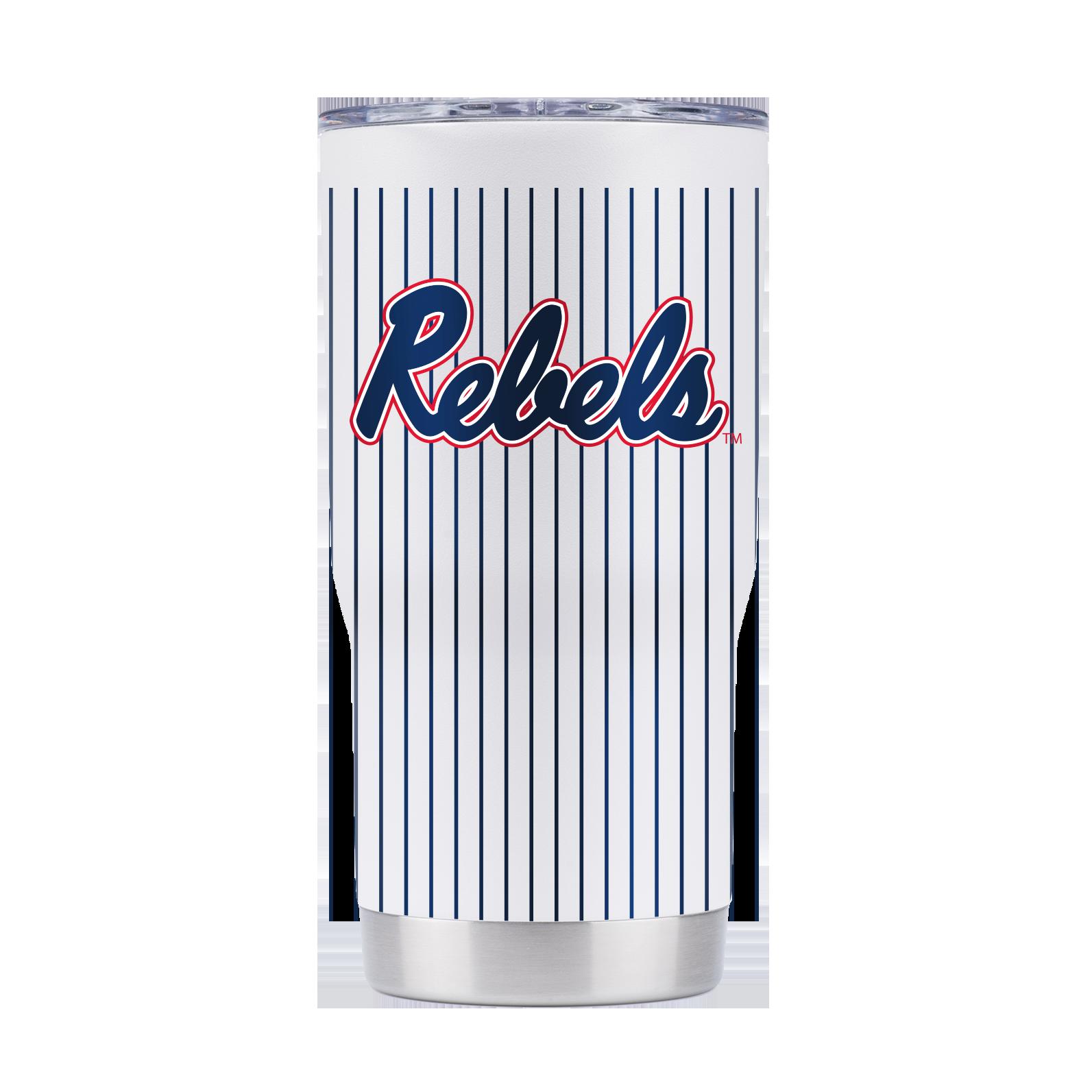 Ole Miss Pinstripe Baseball Tumbler - Ole Miss Pinstripe Baseball Team Logo Tumbler - Show Your Rebel Pride