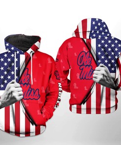 Ole Miss Rebels NCAA US Flag 3D Printed Hoodie/Zipper Hoodie