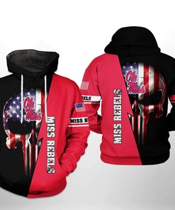 Ole Miss Rebels NCAA US Flag Skull 3D Printed Hoodie/Zipper Hoodie