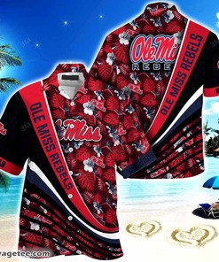 Ole Miss Rebels Summer Beach Hawaiian Shirt With Tropical Flower Pattern