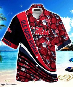 Ole Miss Rebels Summer Beach Hawaiian Shirt With Tropical Flower Pattern