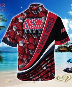 Ole Miss Rebels Summer Hawaiian Shirt, With Tropical Flower Pattern for Fans