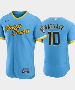 Omar Narvaez 10 2022-23 City Connect Milwaukee Brewers Jersey - Powder Blue