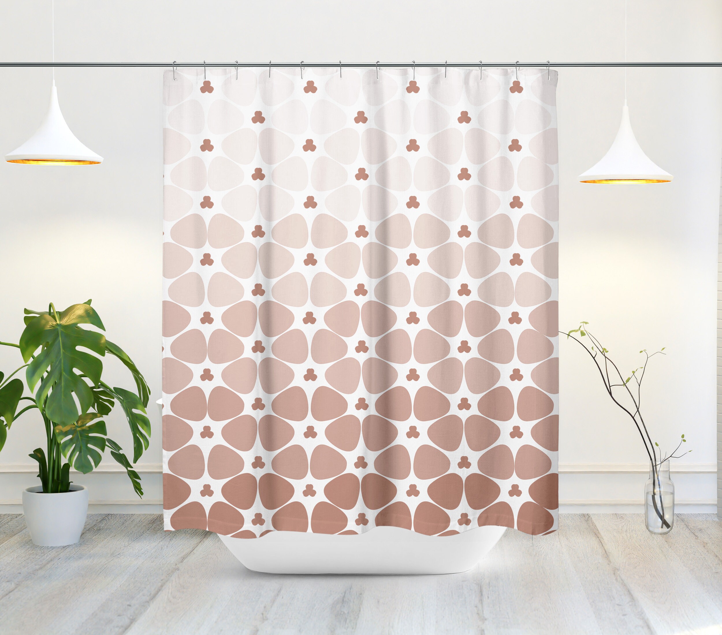 Ombre Floral Burst Shower Curtain for Minimalist Bathroom Decor