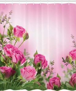 Ombre Roses and Buds Shower Curtain for Spring Season Bathroom Decor