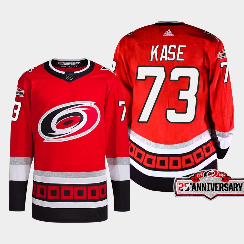 Ondrej Kase 73 Carolina Hurricanes Red Jersey 2022-23 Third 25th Anniversary