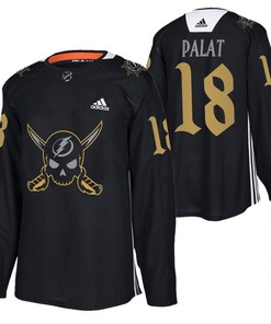 Ondrej Palat Lightning 2022 Pirate-themed Warmup Black Gasparilla inspired Jersey 18 Jersey
