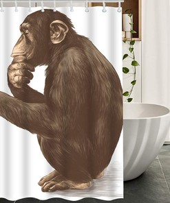 Orangutan Drinking Beer Shower Curtain - Funny Monkey Bathroom Decor