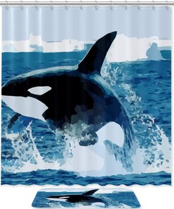 Orca Killer Whale Fish Ocean Bathroom Shower Curtain - Waterproof Fabric