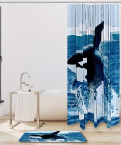 Orca Killer Whale Fish Ocean Bathroom Shower Curtain - Waterproof Fabric