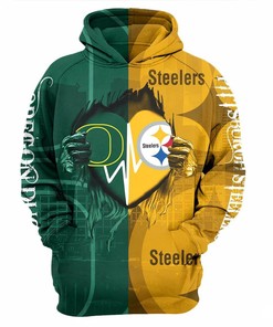 Oregon Ducks And Pittsburgh Steelers 3D Hoodie All Over Printed