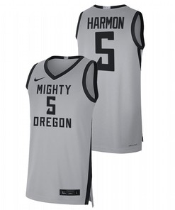 Oregon Ducks De'Vion Harmon 5 2022 Grey College Basketball Mighty Limited Men Jersey