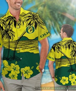 Oregon Ducks Hibiscus Hawaiian Shirt Beach Short