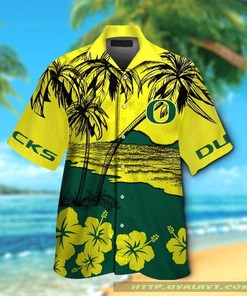 Oregon Ducks Hibiscus Hawaiian Shirt Beach Short