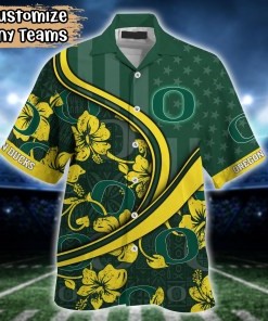 Oregon Ducks NCAA US Flag Flower Hawaii Shirt For Fans