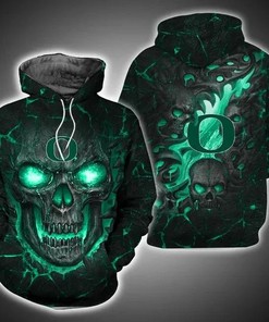 Oregon Ducks Skull Eyes Lighting Art 3D Hoodie College Gifts