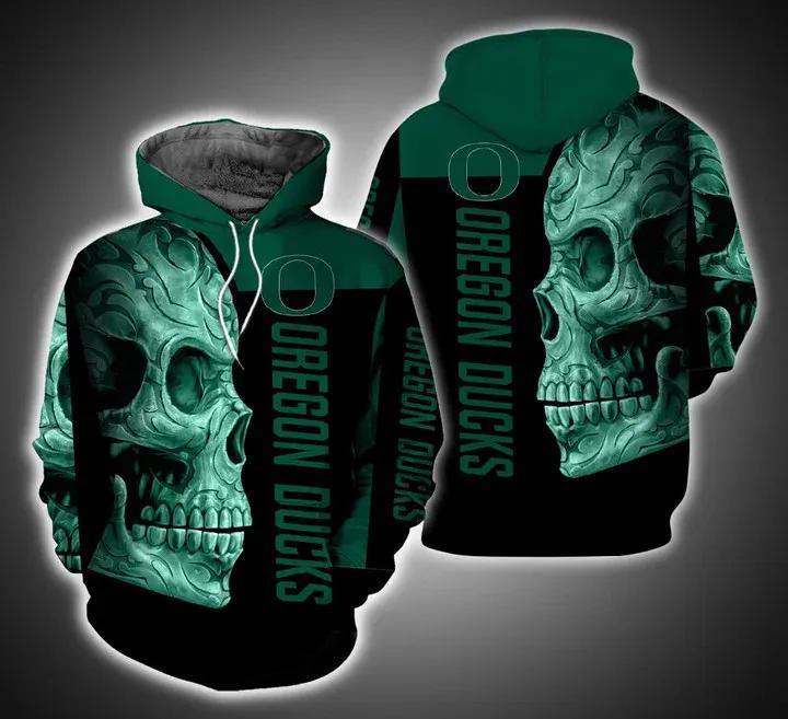Oregon Ducks Skull Football 3D Hoodie College Baseball Apparel