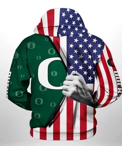 Oregon Ducks With Flag American My Heart 3D Hoodie Gifts for Oregon Ducks Fans