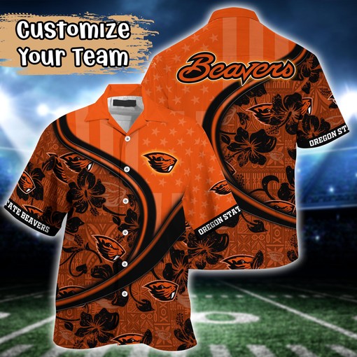 Oregon State Beavers NCAA US Flag Flower Hawaii Shirt For Fans