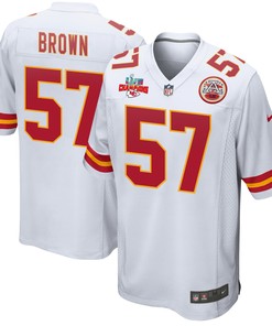 Orlando Brown 57 Kansas City Chiefs Super Bowl LVII Champions 3 Stars Men Game Jersey - White