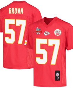 Orlando Brown 57 Kansas City Chiefs Super Bowl LVII Champions 3 Stars Youth Game Jersey - Red
