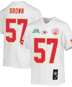 Orlando Brown 57 Kansas City Chiefs Super Bowl LVII Champions Youth Game Jersey - White