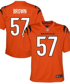 Orlando Brown Jr. 57 Cincinnati Bengals Youth Alternate Game Jersey - Orange