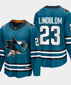 Oskar Lindblom 23 San Jose Sharks 2022-23 Home The Evolve Teal Jersey