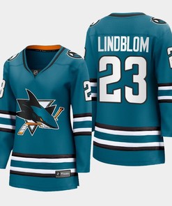 Oskar Lindblom 23 San Jose Sharks 2022-23 Home Women Premier Breakaway Jersey Teal