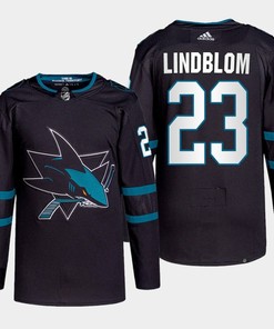Oskar Lindblom 23 San Jose Sharks Black Jersey 2022 Primegreen Alternate
