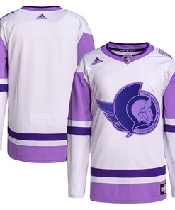 Ottawa Senators Adidas Hockey Fights Cancer Primegreen Authentic Blank Practice Jersey - White/purple Nhl